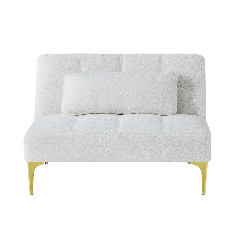 Convertible Sofa Bed Futon with Solid Wood Legs - Mustard Green Linen
