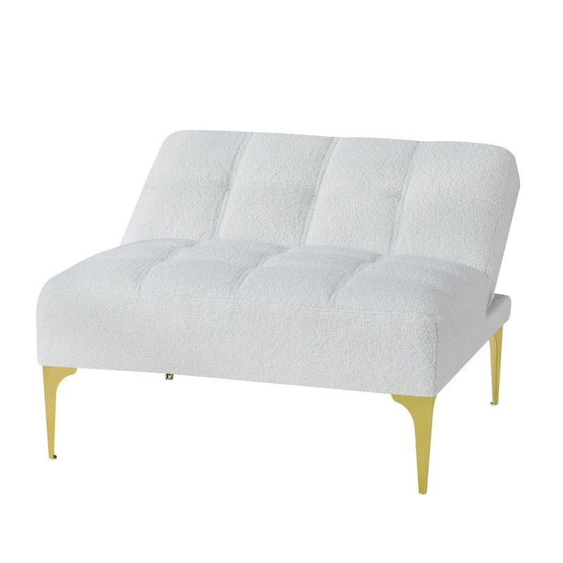 Convertible Sofa Bed Futon with Solid Wood Legs - Mustard Green Linen