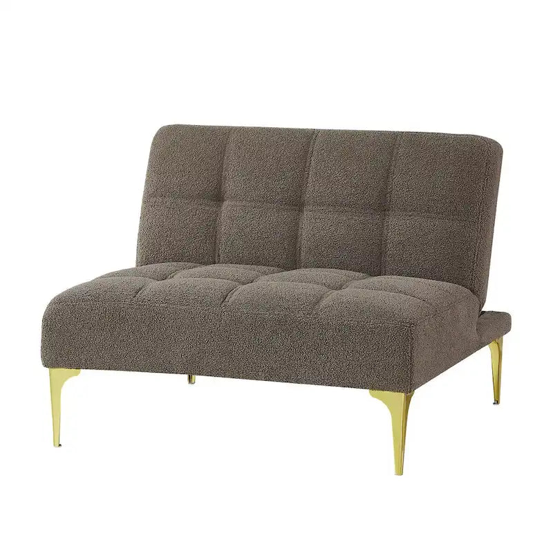 Convertible Sofa Bed Futon with Solid Wood Legs - Mustard Green Linen