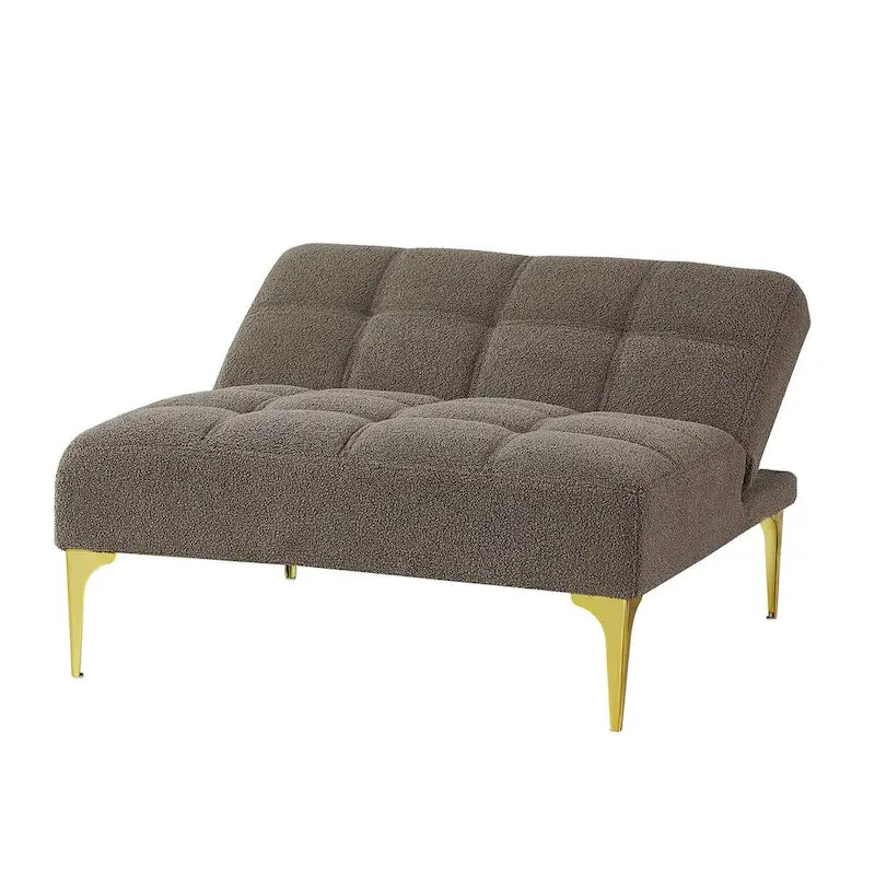 Convertible Sofa Bed Futon with Solid Wood Legs - Mustard Green Linen