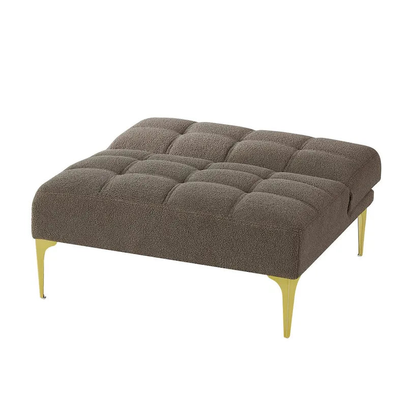 Convertible Sofa Bed Futon with Solid Wood Legs - Mustard Green Linen