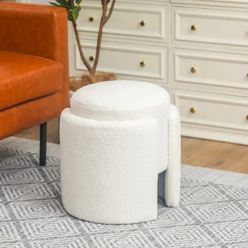 Round Teddy Ottoman Foot Stool for Living Room & Bedroom
