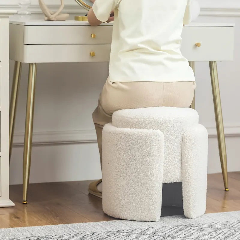 Round Teddy Ottoman Foot Stool for Living Room & Bedroom