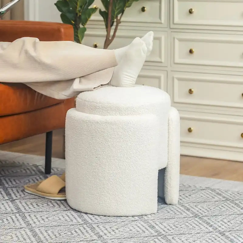 Round Teddy Ottoman Foot Stool for Living Room & Bedroom