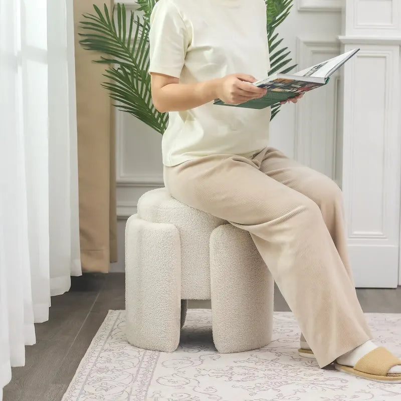 Round Teddy Ottoman Foot Stool for Living Room & Bedroom