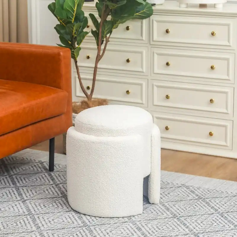 Round Teddy Ottoman Foot Stool for Living Room & Bedroom