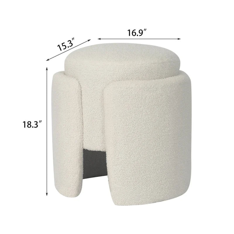 Round Teddy Ottoman Foot Stool for Living Room & Bedroom