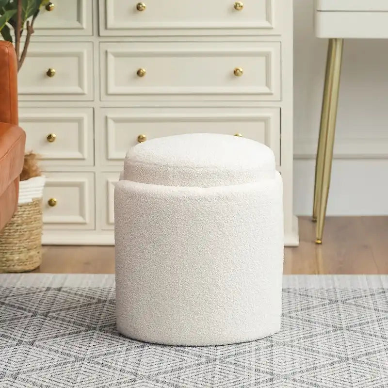 Round Teddy Ottoman Foot Stool for Living Room & Bedroom