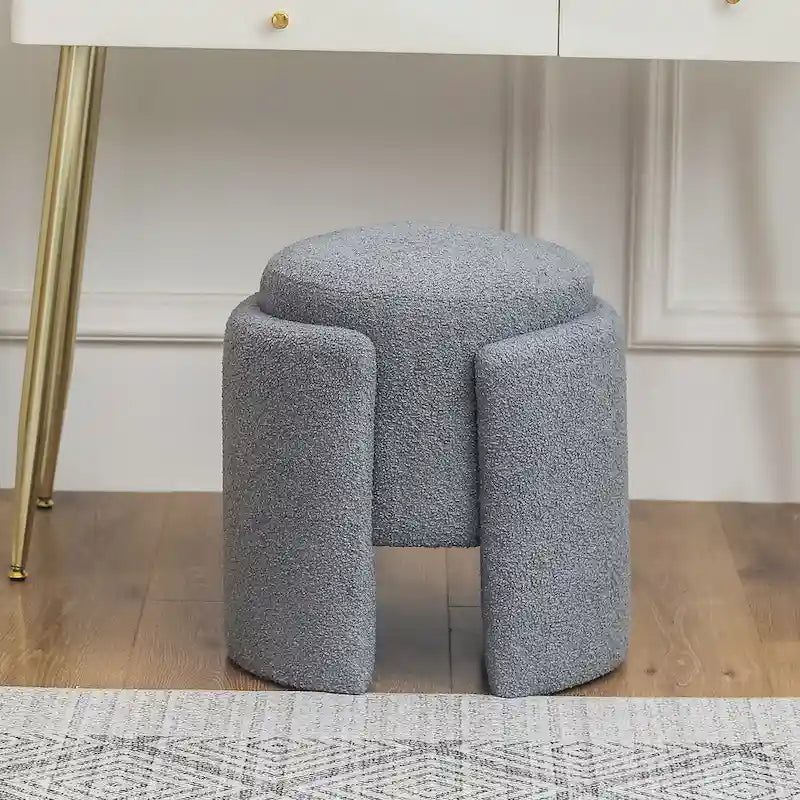 Round Teddy Ottoman Foot Stool for Living Room & Bedroom