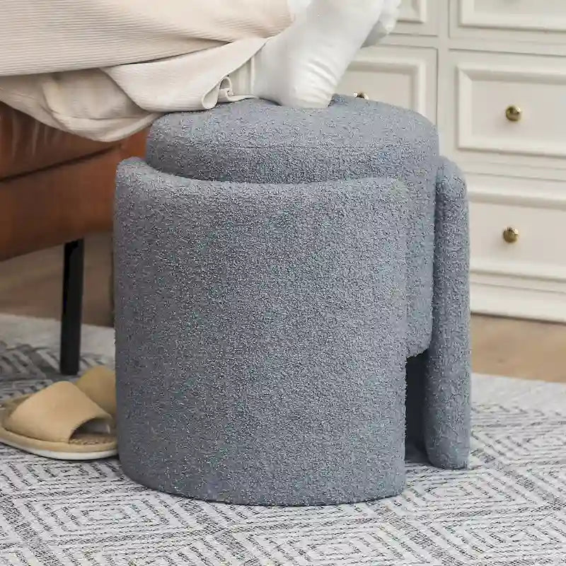 Round Teddy Ottoman Foot Stool for Living Room & Bedroom