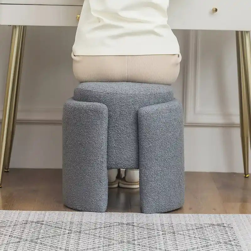 Round Teddy Ottoman Foot Stool for Living Room & Bedroom