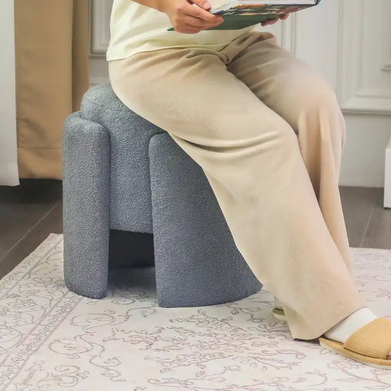 Round Teddy Ottoman Foot Stool for Living Room & Bedroom
