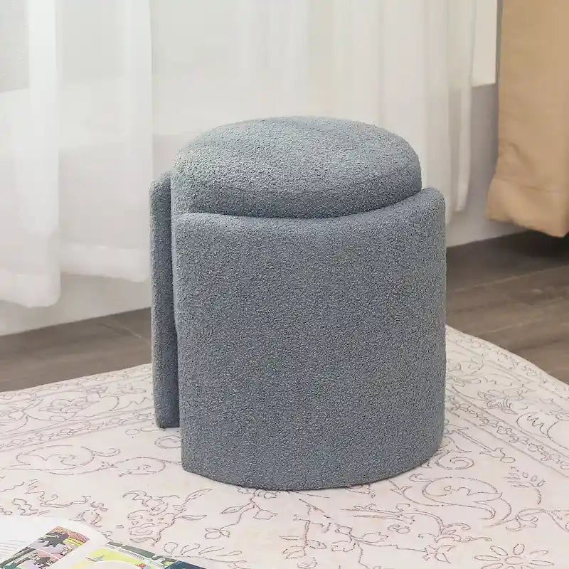 Round Teddy Ottoman Foot Stool for Living Room & Bedroom