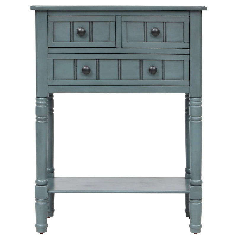 Narrow Console Table Slim Sofa Table with 3 Drawers and Bottom Shelf