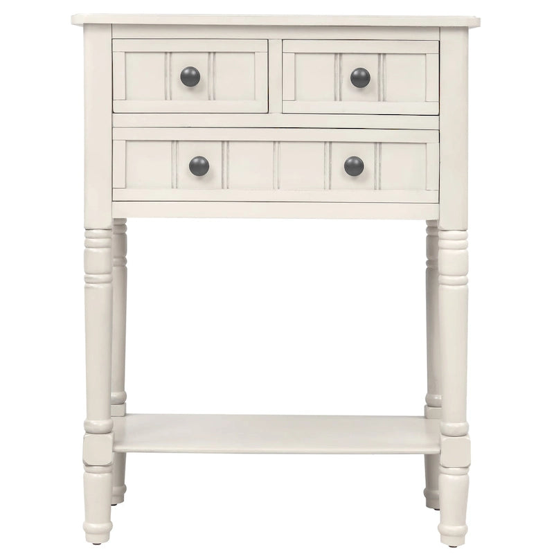 Narrow Console Table Slim Sofa Table with 3 Drawers and Bottom Shelf