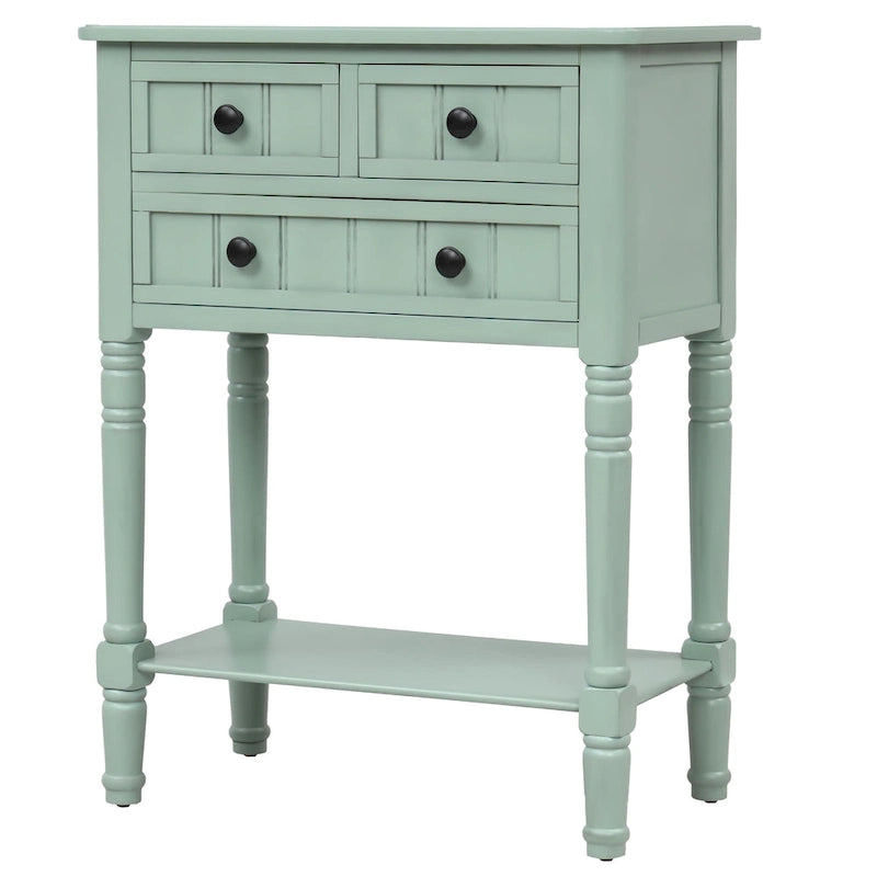 Narrow Console Table Slim Sofa Table with 3 Drawers and Bottom Shelf