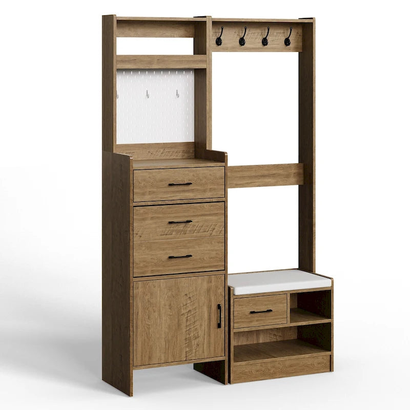 Hall Tree 44.5" Wide with Bench and Shoe Storage