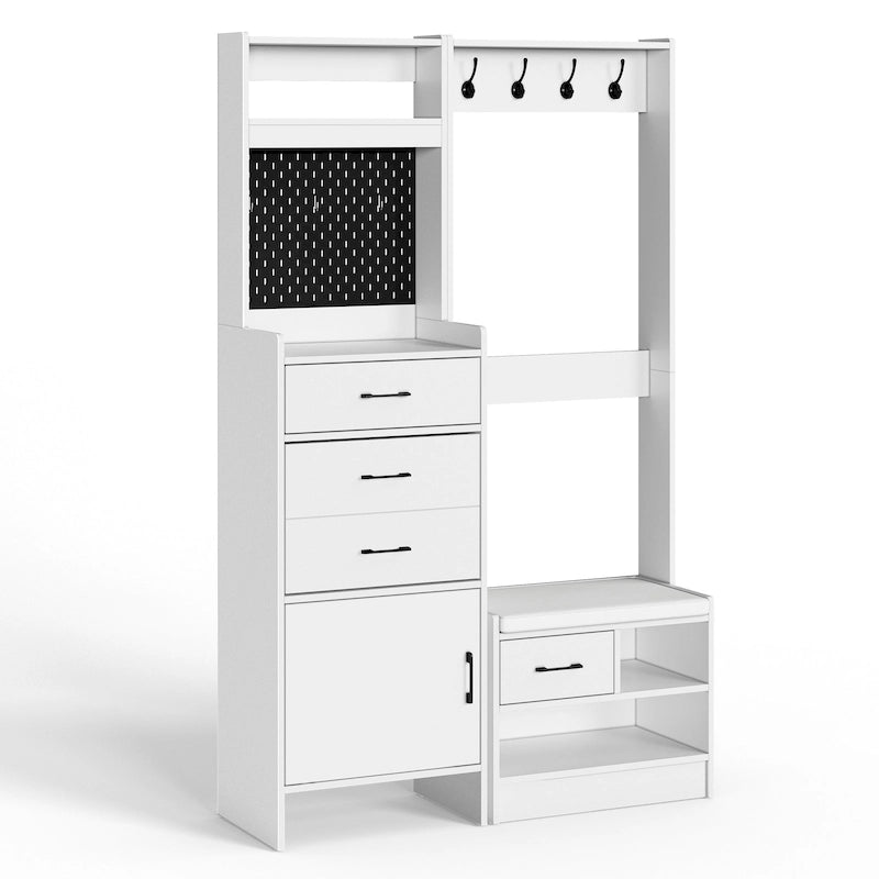 Hall Tree 44.5" Wide with Bench and Shoe Storage