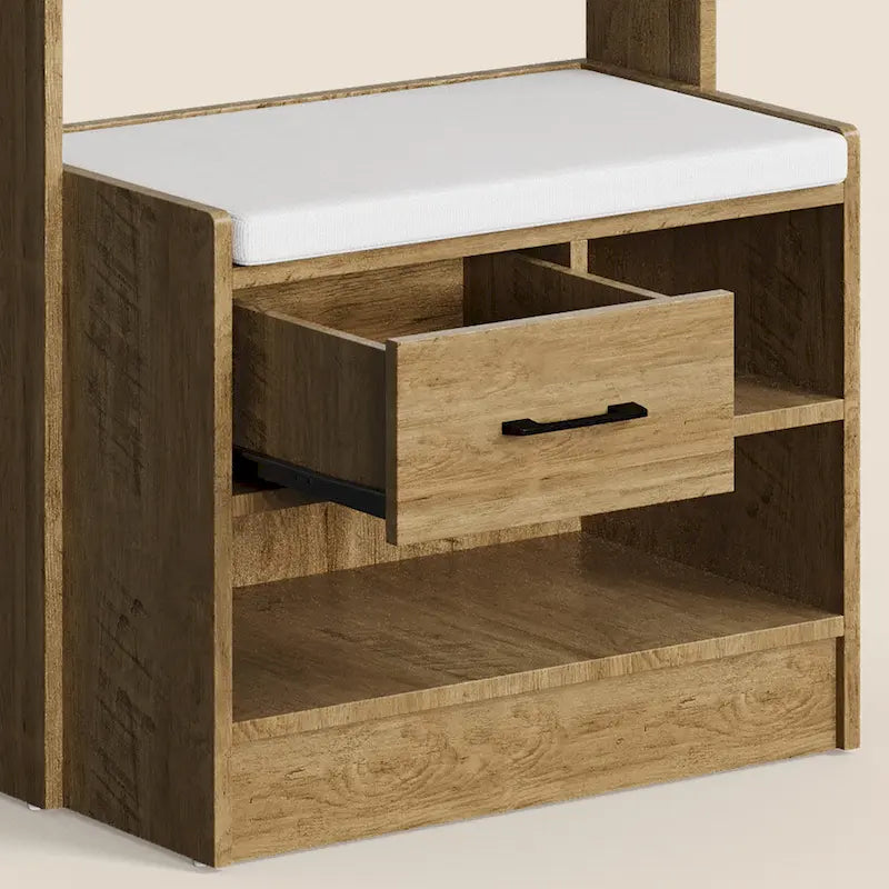 Hall Tree 44.5" Wide with Bench and Shoe Storage