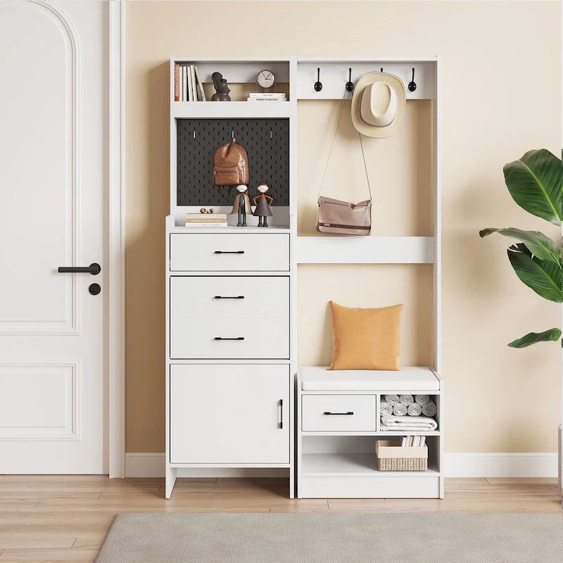 Hall Tree 44.5" Wide with Bench and Shoe Storage