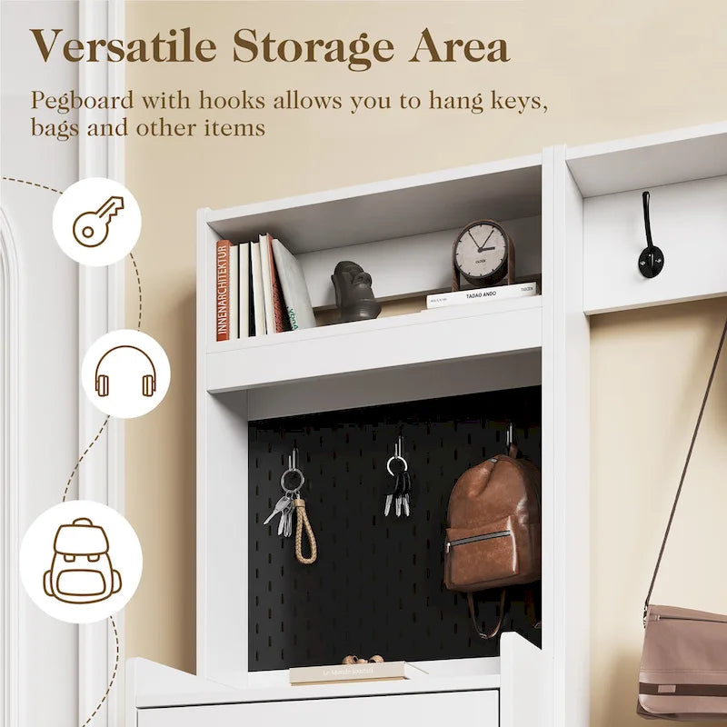 Hall Tree 44.5" Wide with Bench and Shoe Storage