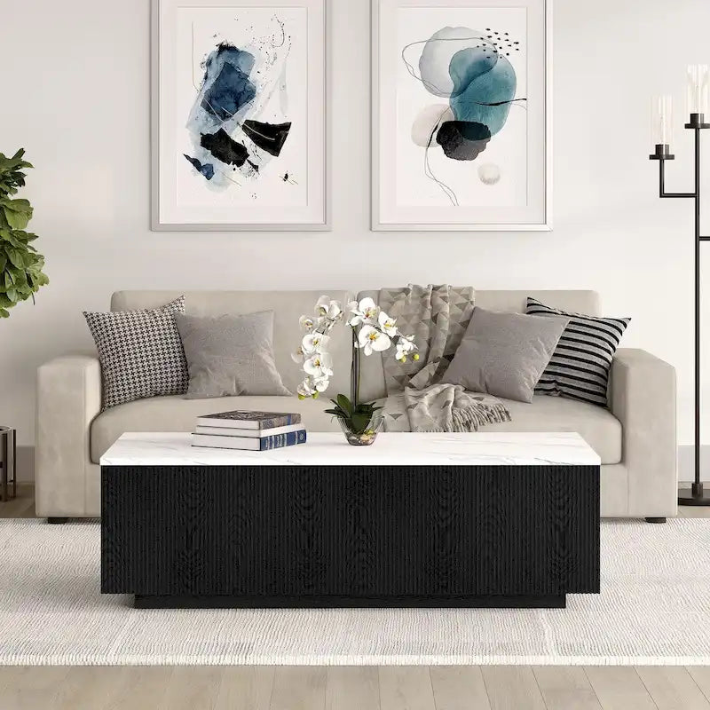 48" Rectangular Coffee Table with Faux Marble Top