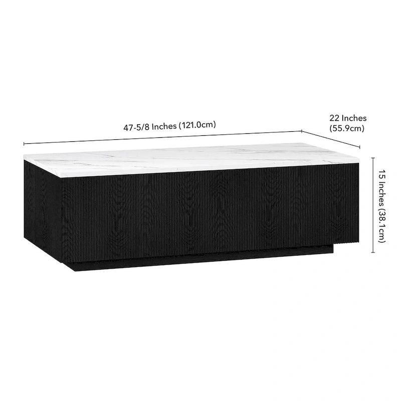 48" Rectangular Coffee Table with Faux Marble Top