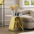 24" Tempered Glass End Table with Mirrored M-Shaped Base