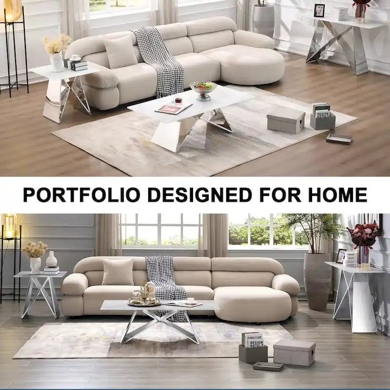 24" Tempered Glass End Table with Mirrored M-Shaped Base
