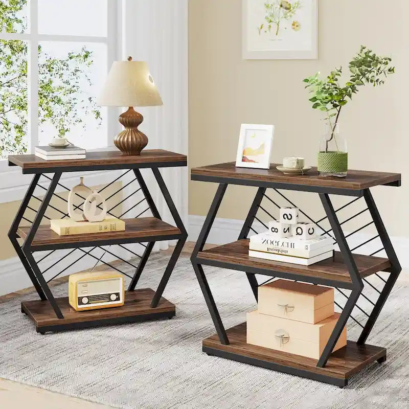 3-Tier Metal Frame Side Table for Living Room & Bedroom