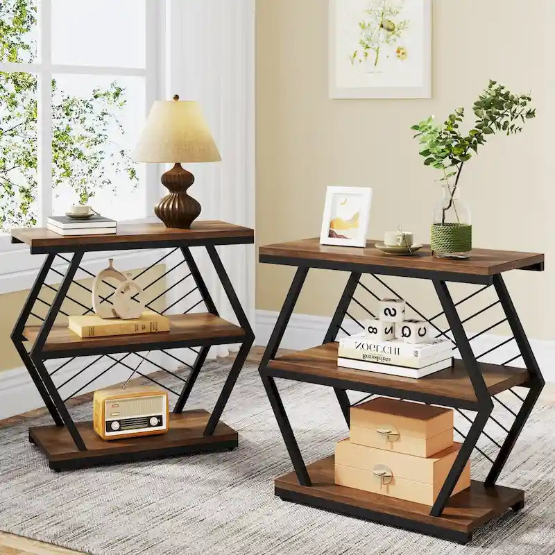 3-Tier Metal Frame Side Table for Living Room & Bedroom