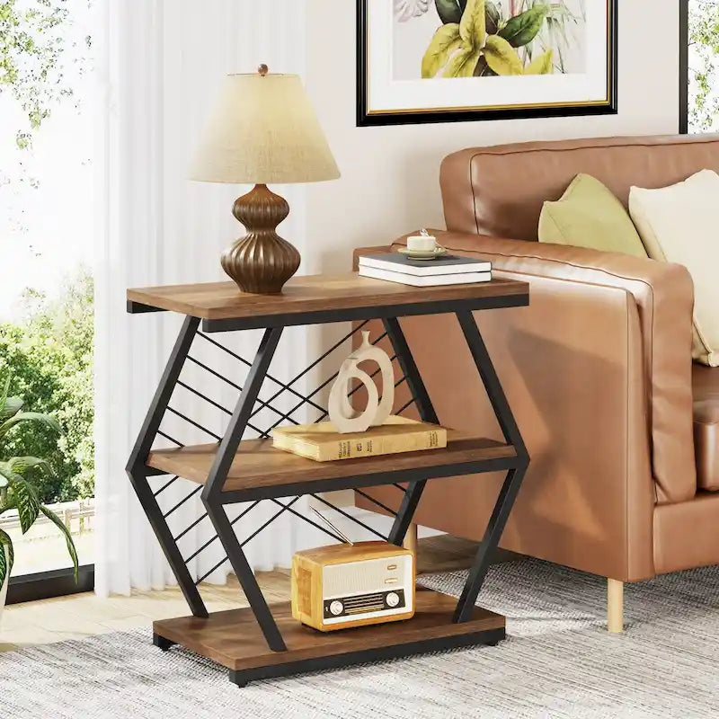 3-Tier Metal Frame Side Table for Living Room & Bedroom