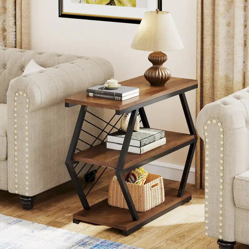 3-Tier Metal Frame Side Table for Living Room & Bedroom