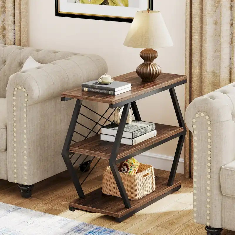 3-Tier Metal Frame Side Table for Living Room & Bedroom