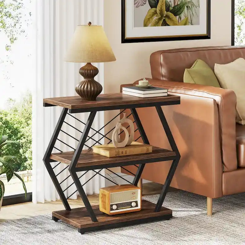 3-Tier Metal Frame Side Table for Living Room & Bedroom