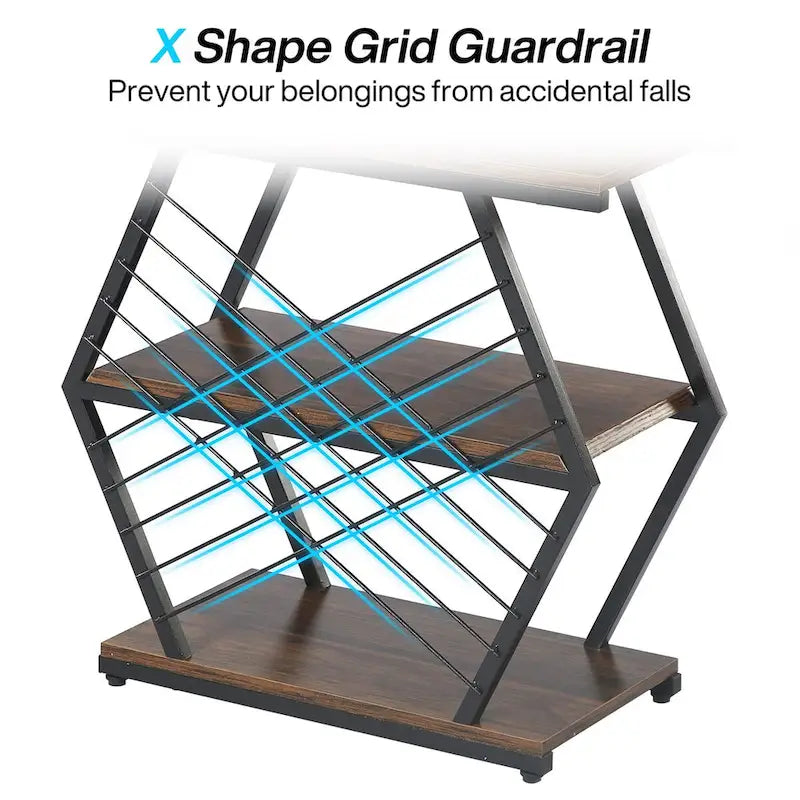 3-Tier Metal Frame Side Table for Living Room & Bedroom