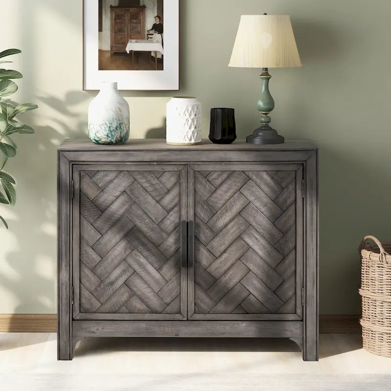 Vintage-Style Storage Cabinet with 2 Doors and 2 Shelves