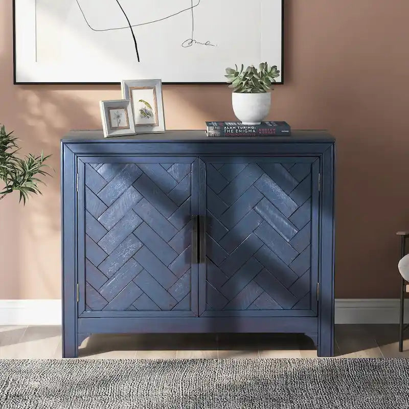 Vintage-Style Storage Cabinet with 2 Doors and 2 Shelves