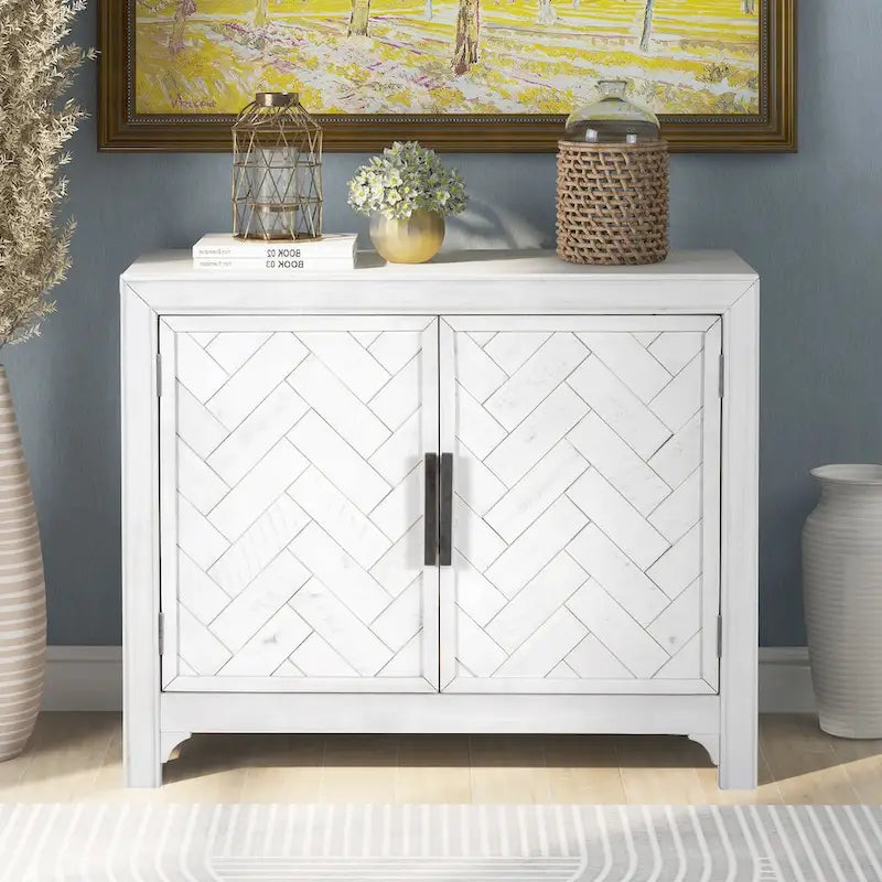 Vintage-Style Storage Cabinet with 2 Doors and 2 Shelves