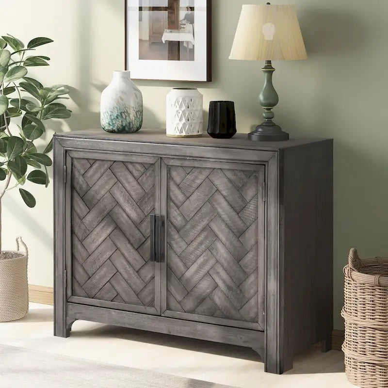 Vintage-Style Storage Cabinet with 2 Doors and 2 Shelves