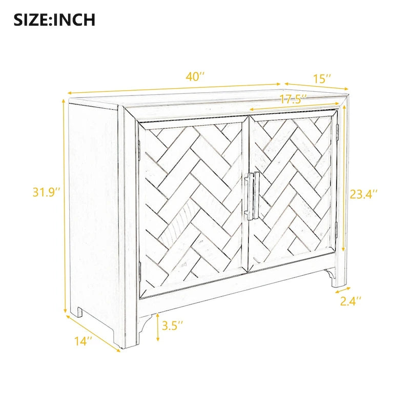 Vintage-Style Storage Cabinet with 2 Doors and 2 Shelves