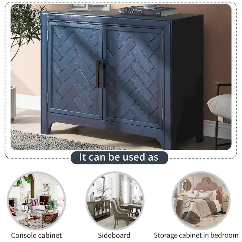 Vintage-Style Storage Cabinet with 2 Doors and 2 Shelves