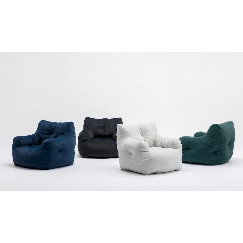 Cotton Linen Bean Bag Chair with Memory Foam Fill