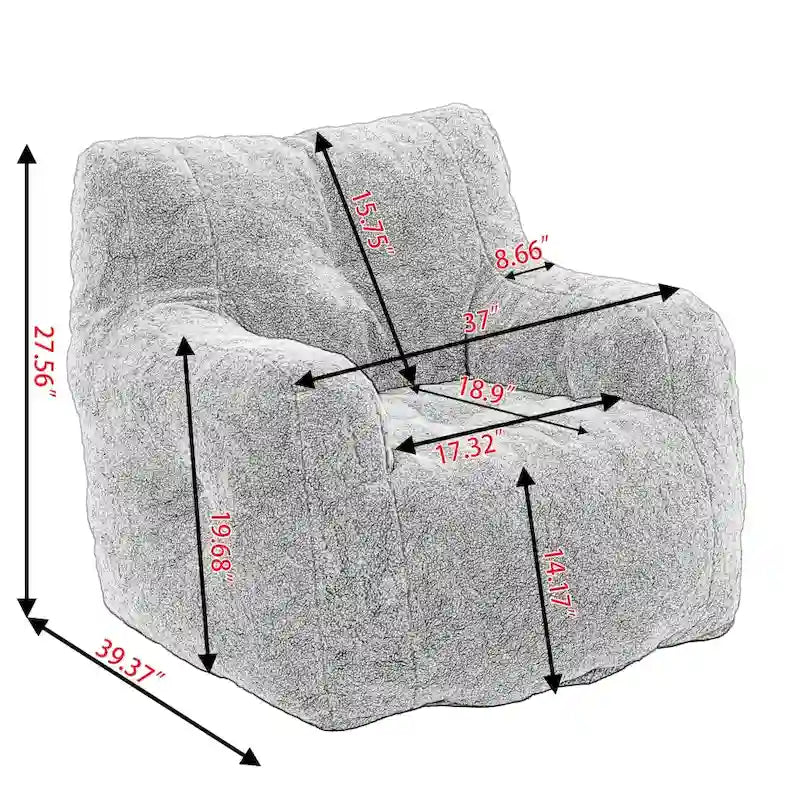 Cotton Linen Bean Bag Chair with Memory Foam Fill