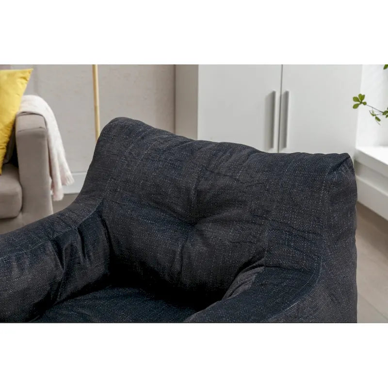 Cotton Linen Bean Bag Chair with Memory Foam Fill