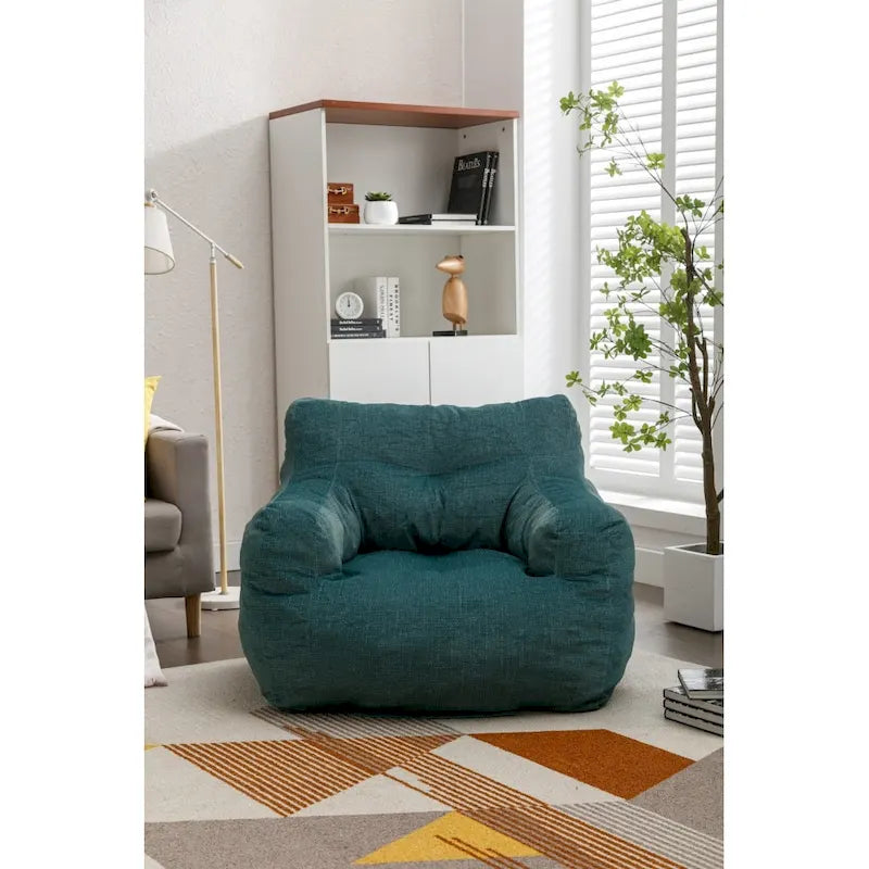 Cotton Linen Bean Bag Chair with Memory Foam Fill