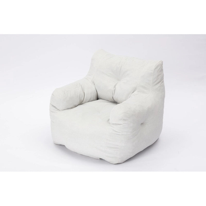 Cotton Linen Bean Bag Chair with Memory Foam Fill