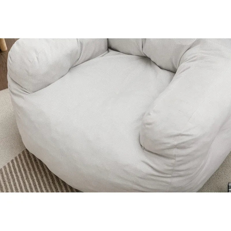 Cotton Linen Bean Bag Chair with Memory Foam Fill
