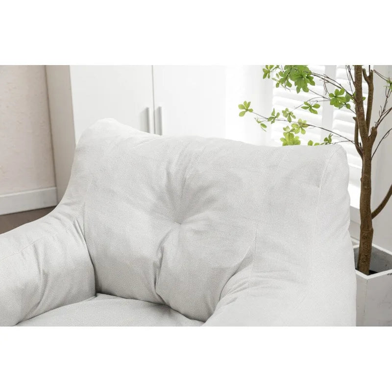 Cotton Linen Bean Bag Chair with Memory Foam Fill