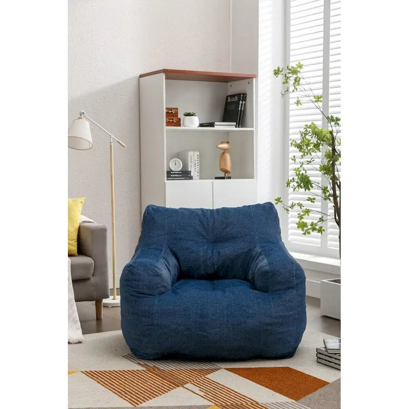 Cotton Linen Bean Bag Chair with Memory Foam Fill